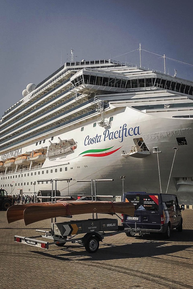 Costa Pacifica cruise ship arrived for a canoe tour in Klaipeda