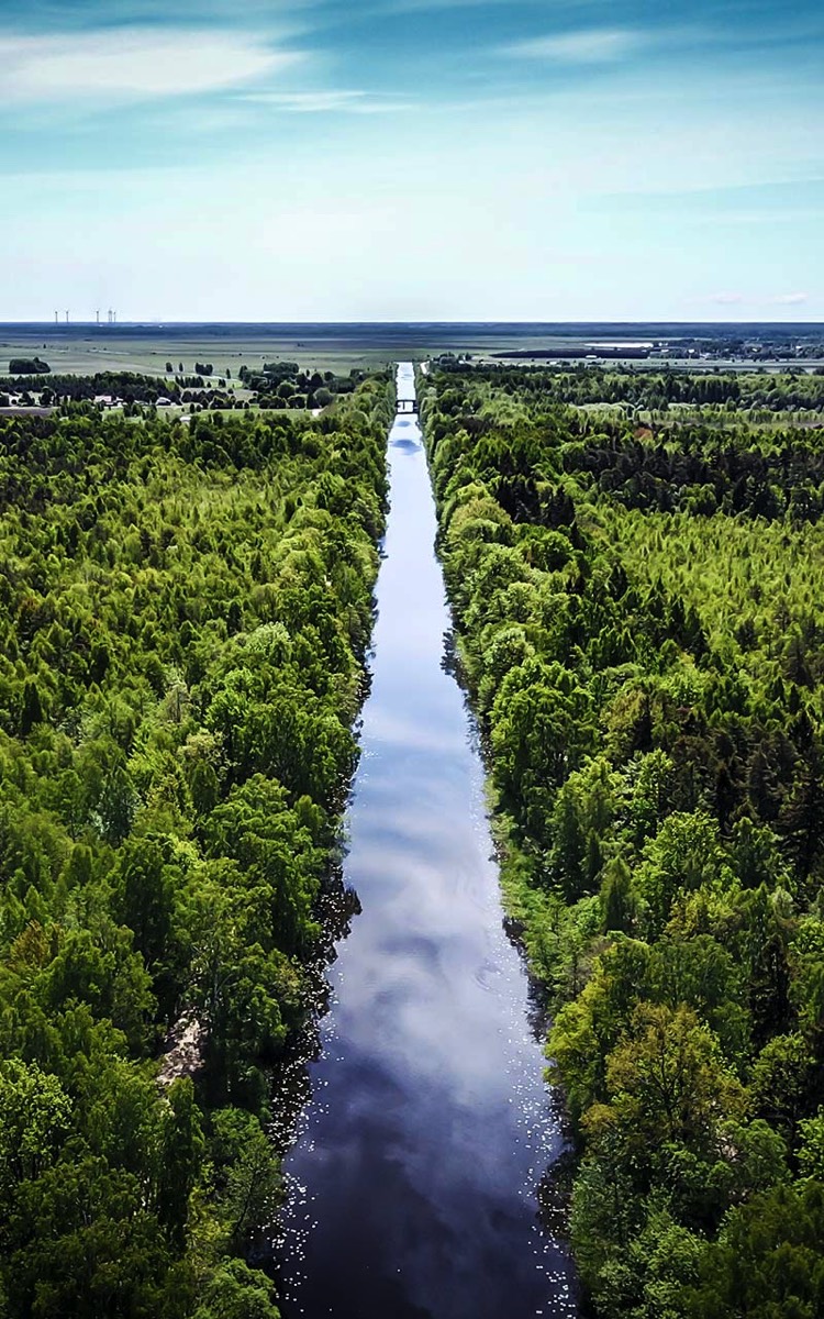 Wilhelms canal, Klaipeda, Lithuania areal shot, 