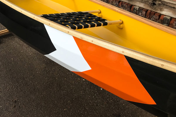 Orange and white stripes, canoe design